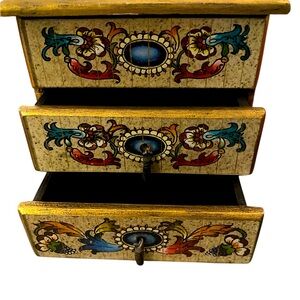 Robert Weiss Reverse Painted Glass Decorative Box in Gold